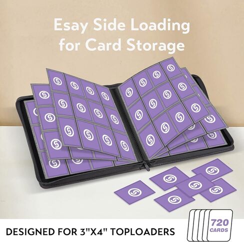 1000+ من الجيوب تداول البطاقة الموثق ، فصيلة بطاقة جيب 16 ، موعد لبطاقات التحميل الجانبية Ringless Side Loading Collection لصالح MTG ، TCG ، بطاقات اللعبة والبطاقات الرياضية (أسود) in Kuwait