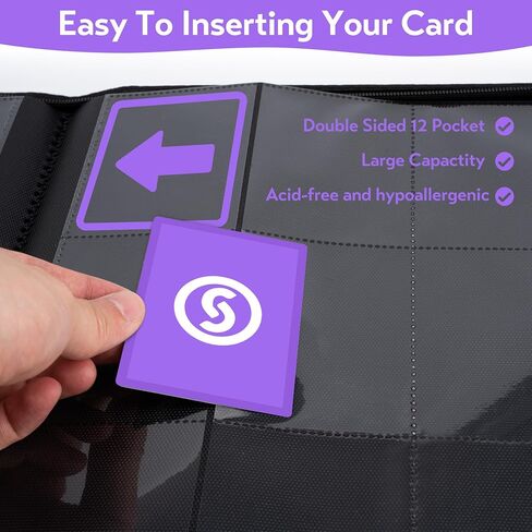 1000+ من الجيوب تداول البطاقة الموثق ، فصيلة بطاقة جيب 16 ، موعد لبطاقات التحميل الجانبية Ringless Side Loading Collection لصالح MTG ، TCG ، بطاقات اللعبة والبطاقات الرياضية (أسود) in Kuwait