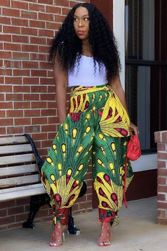 Yeshire Women's Casual African Print Harem Pants Hippie Loose Baggy Yoga Wide Leg Lounge Boho Pants with Pockets in Kuwait