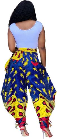Yeshire Women's Casual African Print Harem Pants Hippie Loose Baggy Yoga Wide Leg Lounge Boho Pants with Pockets in Kuwait