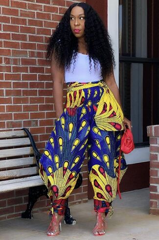 Yeshire Women's Casual African Print Harem Pants Hippie Loose Baggy Yoga Wide Leg Lounge Boho Pants with Pockets in Kuwait