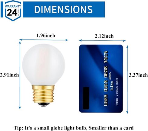 25 واط المصابيح الكهربائية مكافئة E26 Frosted Globe Light Light ، 2W LED LID LID BULB 2700K WHARD WHITE G16.5 LIGH in Saudi Arabia