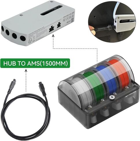 59inch Extension Cable for Bambu Lab AMS Lite,1.5M 4-pin Cable for Bambulab A1/A1mini 3D Printer, Black (Not for X1 P1) in Saudi Arabia