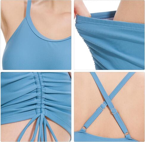 بيكيني عالية الخصر للسيدات مجموعات Criss Cross Swimsuits أعلى مع صغار الرباطين من قطعتين بدلة للسباحة للبطن in Kuwait