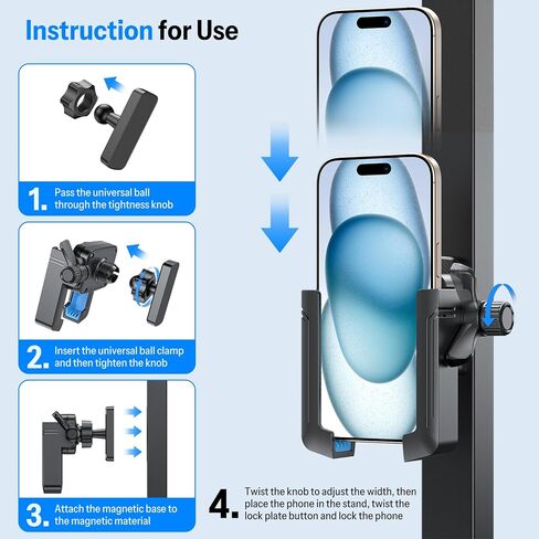 حامل هاتف Omoton Magnetic Golf Cart ، Caddy Phone Phone قابل للتعديل مع مشبك أمان قفل وإصدار ، مجموعة حاملات مقطع عالمية لـ iPhone & Android ، ملحقات الجولف للرجال للنساء in Kuwait