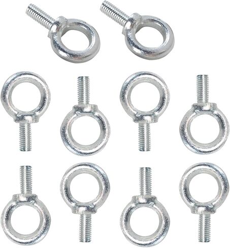 5/16" x 13/16" Galvanized Steel Eye Bolts,Eye Bolts for Rigging, Anchoring, and Construction - 300 lbs Working Load Limit, Pack of 10(M8*20) in Saudi Arabia