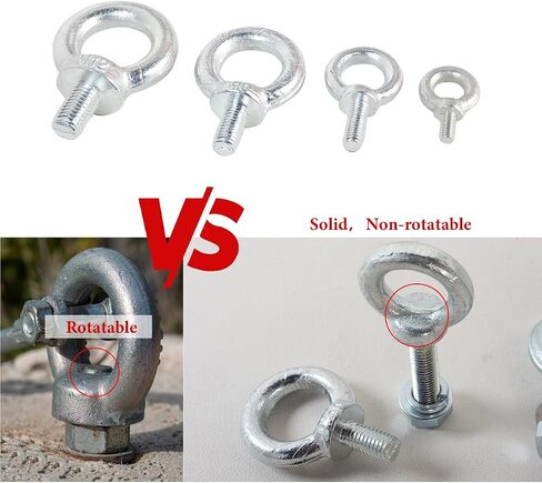 5/16" x 13/16" Galvanized Steel Eye Bolts,Eye Bolts for Rigging, Anchoring, and Construction - 300 lbs Working Load Limit, Pack of 10(M8*20) in Saudi Arabia