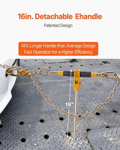 VEVOR 3/8-1/2 Ratchet Chain Binder 12000 lbs G80 Hook Detachable Anti-Skid Handle Heavy Duty Load Binder, Tie Down Hauling Chain Binders for Flatbed Truck Trailer, Black & Yellow in Kuwait