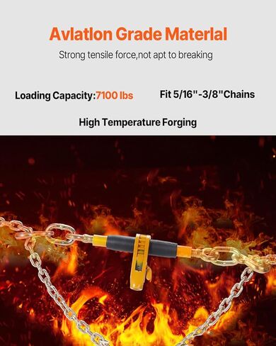 VEVOR 3/8-1/2 Ratchet Chain Binder 12000 lbs G80 Hook Detachable Anti-Skid Handle Heavy Duty Load Binder, Tie Down Hauling Chain Binders for Flatbed Truck Trailer, Black & Yellow in Kuwait