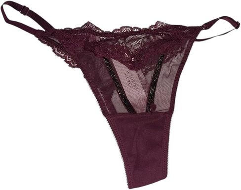 Victoria's Secret Rhinestone Sheer Shine Rose Adjustable String Thong Panty Color Maroon New in Saudi Arabia