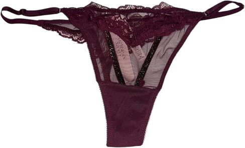 Victoria's Secret Rhinestone Sheer Shine Rose Adjustable String Thong Panty Color Maroon New in Saudi Arabia