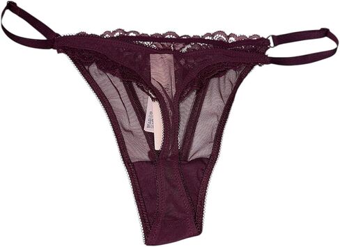 Victoria's Secret Rhinestone Sheer Shine Rose Adjustable String Thong Panty Color Maroon New in Saudi Arabia