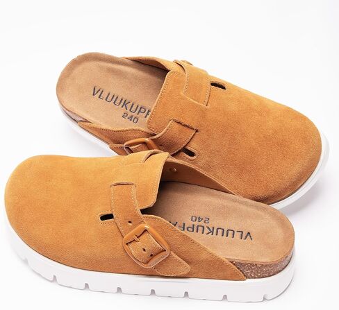 Suede Clogs for Women Platform Shoes， Memory Foam Arch Support Cork Footbed， Sandals & Mules Non-Slip in Saudi Arabia