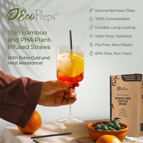 قش كوكتيل ألياف ألياف قابلة للتحلل 5 ٪ ، 200 ٪ ، قابلة للسماد ، خالية من البلاستيك ، قشور تشرب الخمر الصديقة للبيئة | in Kuwait