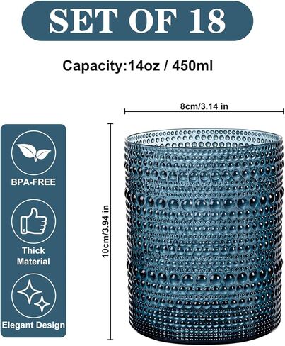 18pcs نظارات شرب بلاستيكية هوبانيل - 14 أوقية صافية نظارات شربات شرب - أكواب متاح للبيرة للبيرة ، الويسكي ، العصير ، الكوكتيل ، النبيذ ، الحفلات in Kuwait