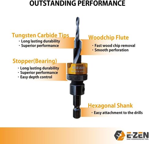 Depth Adjustable Countersink Drill Bit (3 x 8mm, 1/8" x 5/16") 1PCS in Saudi Arabia