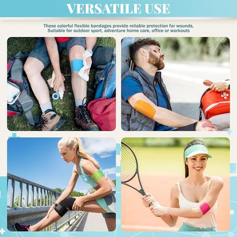 Geiserailie 24 Pcs Extra Large Flexible Adhesive Bandages 6" X 3" Colorful Fabric Adhesive Bandages with Non-Stick Pad Latex Free Painless Removal for Wound Care and First Aid in Saudi Arabia