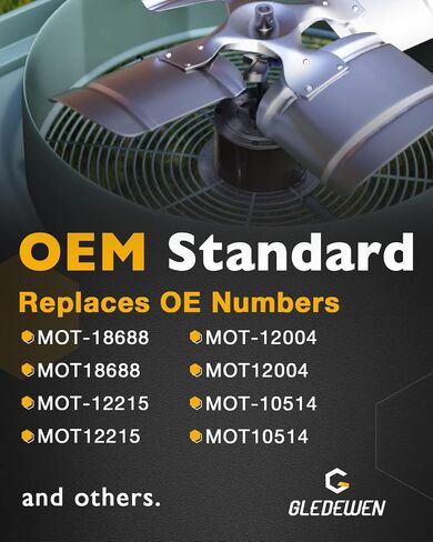 MOT18688 محرك مروحة المكثف (تمت ترقيته) ، متوافق مع Trane American Standard ، 1/8 HP ، 208-230V ، 825 دورة في الدقيقة ، محرك مروحة AC ، محركات مكيف الهواء ، استبدل# Mot12215 MOT12004 MOT10514 ، ث/مكثف in Saudi Arabia