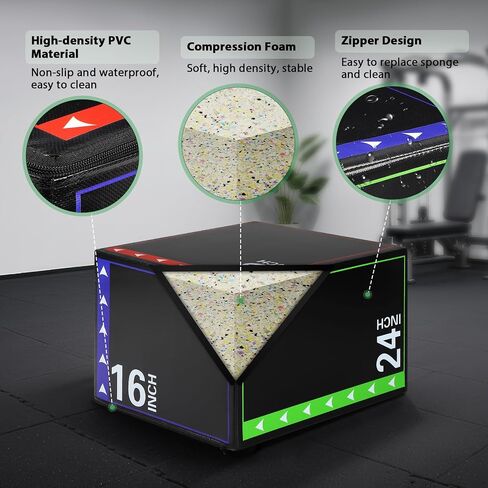 3-in-1 Plyo Box Set (12/16/20/24/30") - High-Density EPE & Compressed Foam Jump Box for Home Gym, HIIT & Crossfit - Non-Slip Box Jumps, Step-Ups, Squats, Hip Thrusts in Saudi Arabia