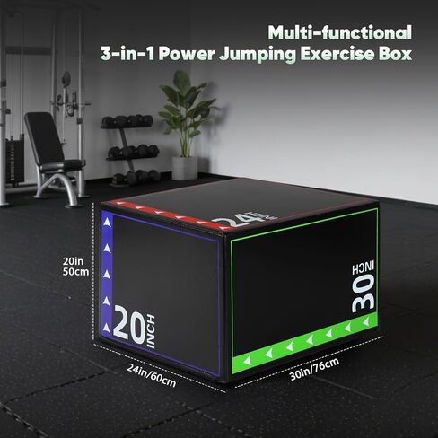 3-in-1 Plyo Box Set (12/16/20/24/30") - High-Density EPE & Compressed Foam Jump Box for Home Gym, HIIT & Crossfit - Non-Slip Box Jumps, Step-Ups, Squats, Hip Thrusts in Saudi Arabia