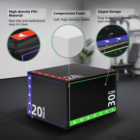 3-in-1 Plyo Box Set (12/16/20/24/30") - High-Density EPE & Compressed Foam Jump Box for Home Gym, HIIT & Crossfit - Non-Slip Box Jumps, Step-Ups, Squats, Hip Thrusts in Saudi Arabia