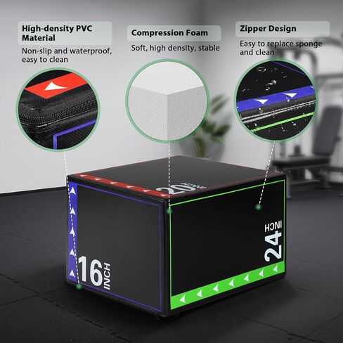 3-in-1 Plyo Box Set (12/16/20/24/30") - High-Density EPE & Compressed Foam Jump Box for Home Gym, HIIT & Crossfit - Non-Slip Box Jumps, Step-Ups, Squats, Hip Thrusts in Saudi Arabia