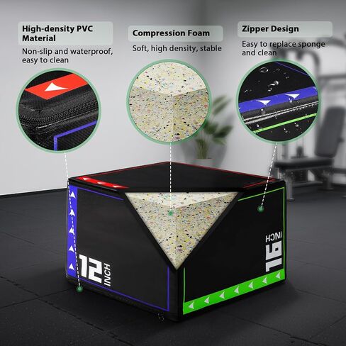 3-in-1 Plyo Box Set (12/16/20/24/30") - High-Density EPE & Compressed Foam Jump Box for Home Gym, HIIT & Crossfit - Non-Slip Box Jumps, Step-Ups, Squats, Hip Thrusts in Saudi Arabia