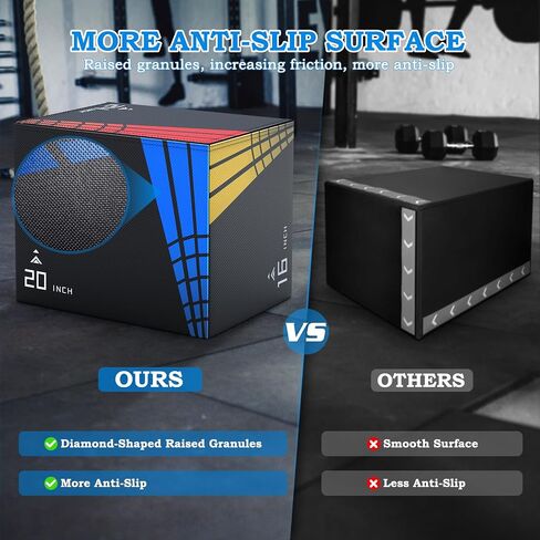 XDDIAS 3-in-1 Heavier Foam Plyometric Box Jumps for Home Gym,Firm Soft Foam Plyo Box,30"x24"x20"-24"x20"x16"-20"x16"x14" Plyometric Box,440lb Weight Capacity Jump Box Gym Fitness Workout Training in Kuwait