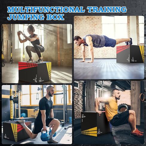 XDDIAS 3-in-1 Heavier Foam Plyometric Box Jumps for Home Gym,Firm Soft Foam Plyo Box,30"x24"x20"-24"x20"x16"-20"x16"x14" Plyometric Box,440lb Weight Capacity Jump Box Gym Fitness Workout Training in Kuwait