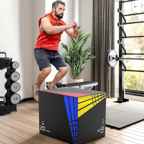 XDDIAS 3-in-1 Heavier Foam Plyometric Box Jumps for Home Gym,Firm Soft Foam Plyo Box,30"x24"x20"-24"x20"x16"-20"x16"x14" Plyometric Box,440lb Weight Capacity Jump Box Gym Fitness Workout Training in Kuwait