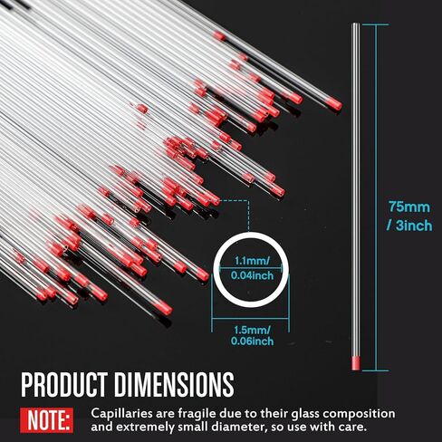 200 PCS Glass Capillary Tubes 75 Mm micro micro pipette أنبوب نقل الشعيرات الدموي مع 1.1 معرف و 1.5 OD لاكتشاف TLC LAB in Saudi Arabia
