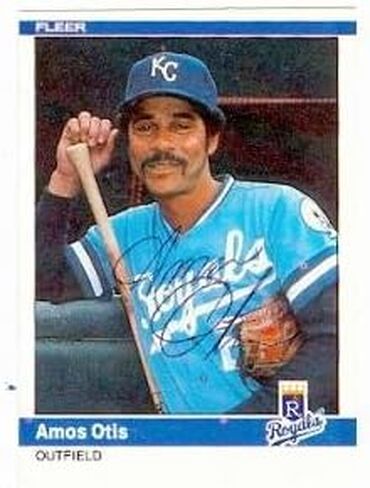 Amos Otis autographed baseball card (Kansas City Royals) 1984 Fleer #351 ball point pen - Autographed Baseball Cards in Saudi Arabia