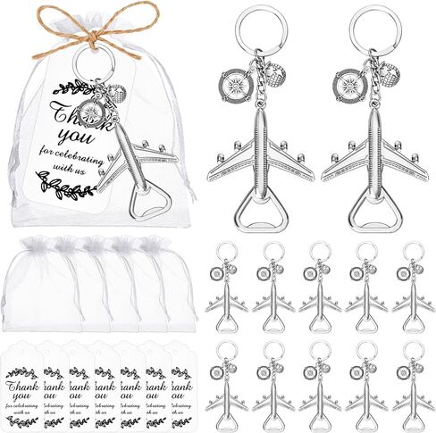 VZCBZC 50PCS Airplane Bottle Opener Keychain for Travel Party Favors Air Plane Beer Bottle Openers for Guests,Party Souvenirs or Decorations in Kuwait