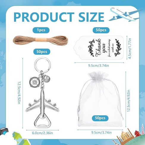 VZCBZC 50PCS Airplane Bottle Opener Keychain for Travel Party Favors Air Plane Beer Bottle Openers for Guests,Party Souvenirs or Decorations in Kuwait