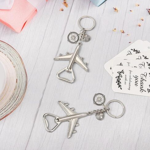 VZCBZC 50PCS Airplane Bottle Opener Keychain for Travel Party Favors Air Plane Beer Bottle Openers for Guests,Party Souvenirs or Decorations in Kuwait