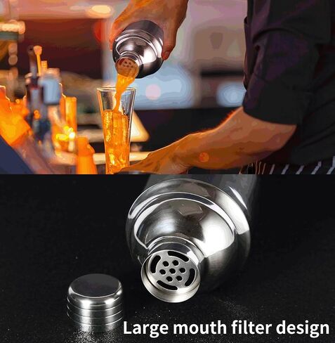 Cocktail Shaker Set, 24 oz, Stainless Steel, with Built-in Strainer, Jigger and Straws in Saudi Arabia