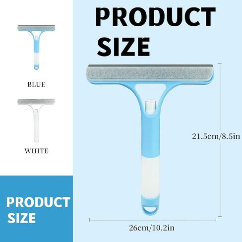 3 in 1 Window Cleaning Scraper,All-Purpose Spray Window Squeegee Cleaner Tool,for Glass Doors for Windows Glass, Mirrors Scraper, Brush (White) in Saudi Arabia