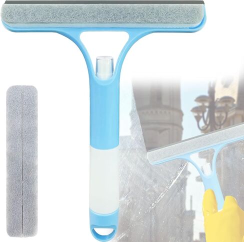 3 in 1 Window Cleaning Scraper,All-Purpose Spray Window Squeegee Cleaner Tool,for Glass Doors for Windows Glass, Mirrors Scraper, Brush (White) in Saudi Arabia