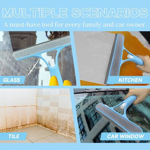 3 in 1 Window Cleaning Scraper,All-Purpose Spray Window Squeegee Cleaner Tool,for Glass Doors for Windows Glass, Mirrors Scraper, Brush (White) in Saudi Arabia