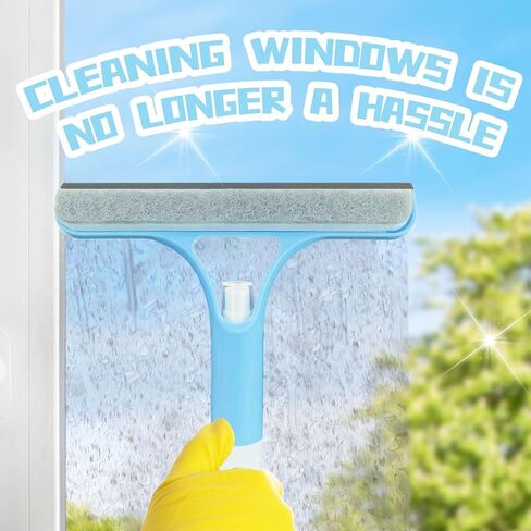 3 in 1 Window Cleaning Scraper,All-Purpose Spray Window Squeegee Cleaner Tool,for Glass Doors for Windows Glass, Mirrors Scraper, Brush (White) in Saudi Arabia