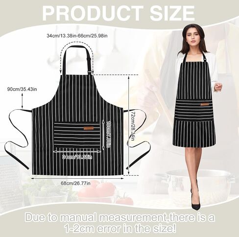 2Pack Adjustable Kitchen Apron for Women Men with 2 Pockets，Cotton-Polyester Blend Bib Aprons for Cooking,Baking in Saudi Arabia