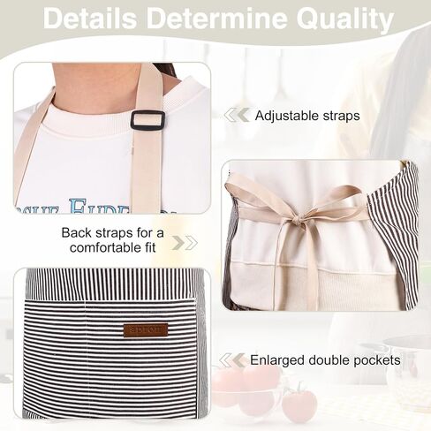 2Pack Adjustable Kitchen Apron for Women Men with 2 Pockets，Cotton-Polyester Blend Bib Aprons for Cooking,Baking in Saudi Arabia