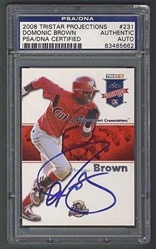 Domonic Brown Phillies Signed 2008 Tristar Projections Card #231 PSA/DNA 5662 - MLB Autographed Baseball Cards in Saudi Arabia