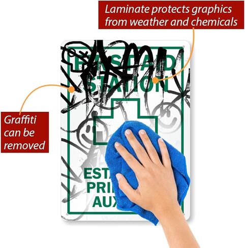 SmartSign "محطة الإسعافات الأولية" علامة ثنائية اللغة | 10 "× 14" بلاستيك in Kuwait