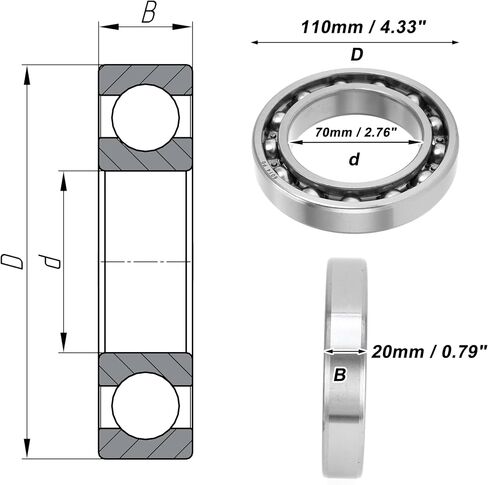 ACROPIX 6014 Deep Groove Ball Bearings P0 70x110x20mm Lubricated Bearings Open Type Silver Tone Scooter Skateboard Wheel in Saudi Arabia