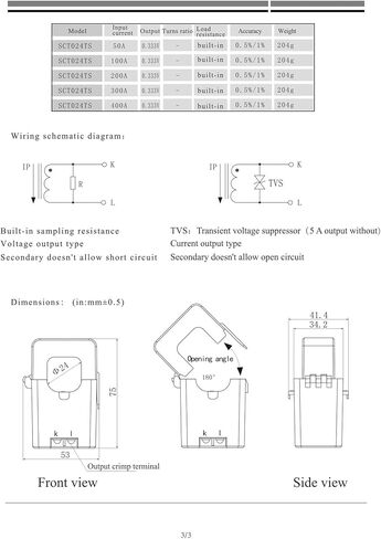 SCT024TS INPUT 50A/100A/200A/300A/400A الإخراج 1A دقة 0.5 ٪/1 ٪ محول تيار مستشعر (100A-1A 1) in Saudi Arabia
