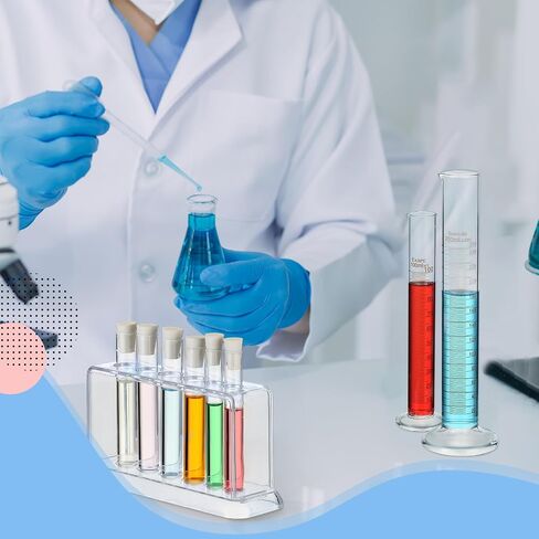 6 PCS Glass Clinder Cylinder Set 5ml 10ml 25ml 50ml 100ml 250ml test plass مع رف لعلوم المختبرات لوازم العلوم المنزلية مع مختبر مختبر DIY in Saudi Arabia