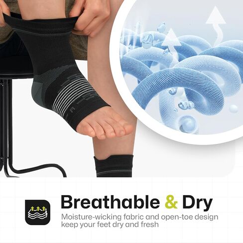 PAPLUS 3 Pairs Ankle Brace for Men and Women, Foot Brace for Plantar Fasciitis and Achilles Tendonitis Relief, Ankle Compression Socks for Women in Kuwait