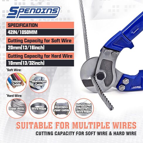 18 "قاطع حبل الأسلاك الثقيلة ، قطع الأسلاك الفولاذية مع تصميم المقبض المريح ، وقطع قطع الكابلات المتصلب حتى 5/16" لحبل الأسلاك ، والأسلاك الفولاذ المقاوم للصدأ ، وكابلات النحاس والألومنيوم in Kuwait