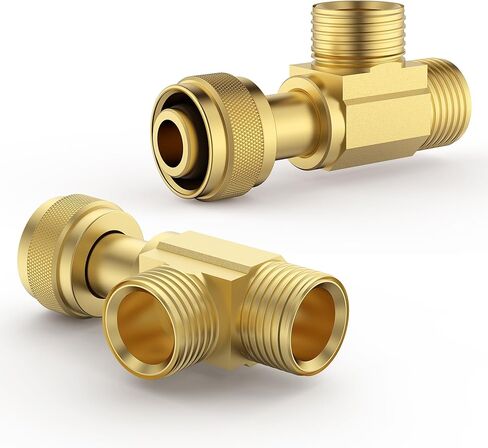 2 PCS النحاس النحاس Stop STOP ADD-A-TEE صمام ، 3/8 "مدخل ضغط × 3/8" سهلة توصيل TEE مع حشية الختم المدمجة لحنفية ، تركيب الأنابيب ، موصل أنابيب النحاس للسباكة in Kuwait